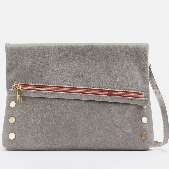 Hammitt Handbags - Hammitt Los Angeles Oversized Crossbody Clutch in Pew/Brushed Gold Red Zip